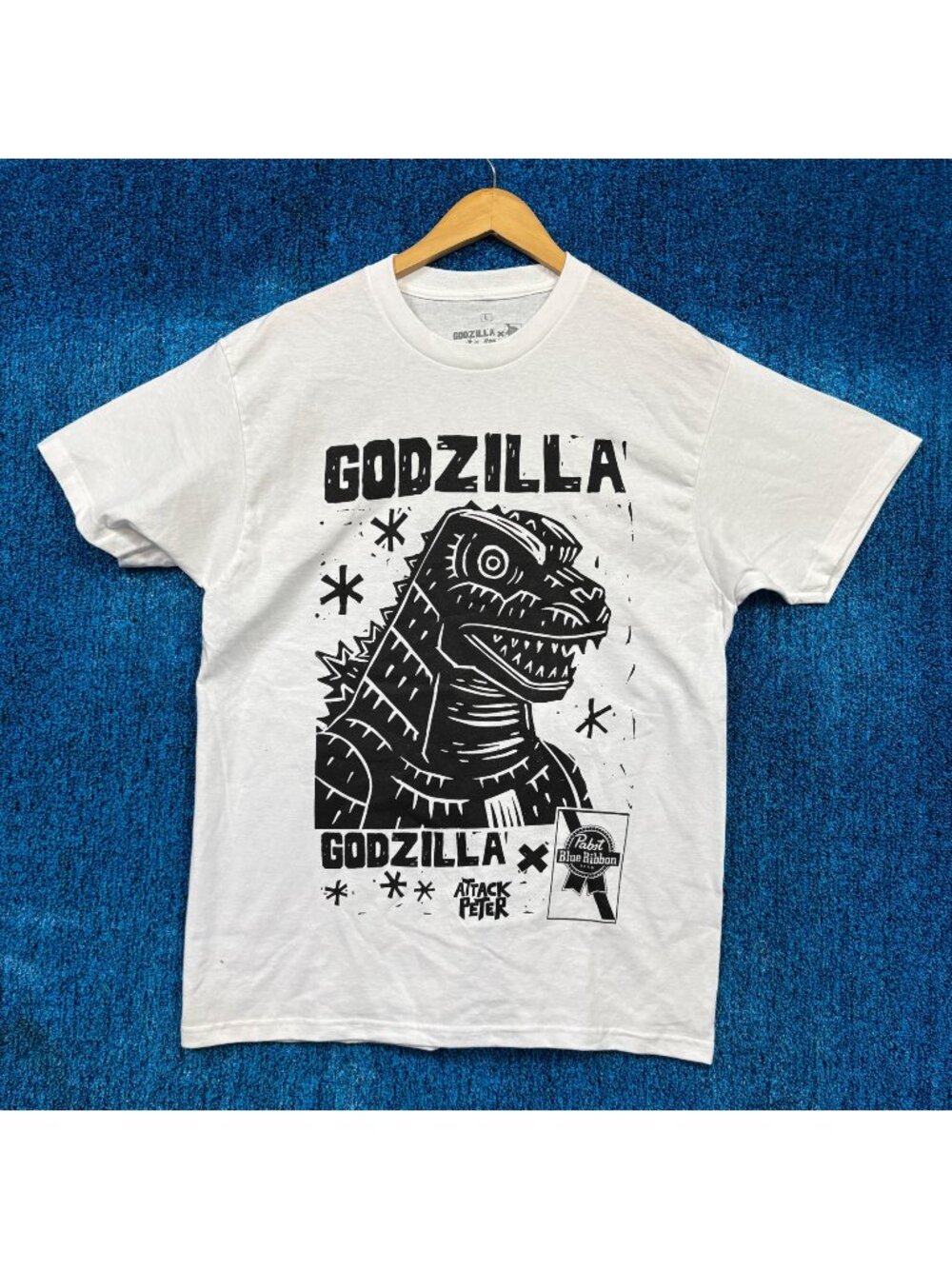 Godzilla “Attack Peter Pabst Blue Ribbon” Graphic T-Shirt Size Large